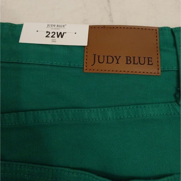 NWT Plus Judy Blue Tummy Control Green High Rise Wide Leg Cropped Jeans sz 22W - Picture 9 of 15